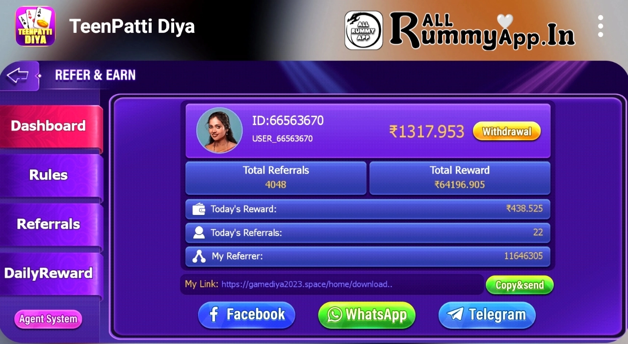 Teen Patti Diya APK Refer And Earn